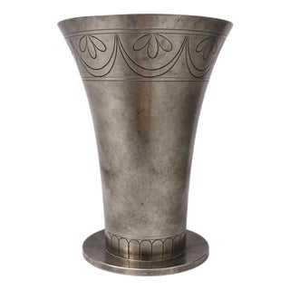 Swedish Art Deco Pewter Vase attributed to C.G. Hallberg, 1930s For Sale