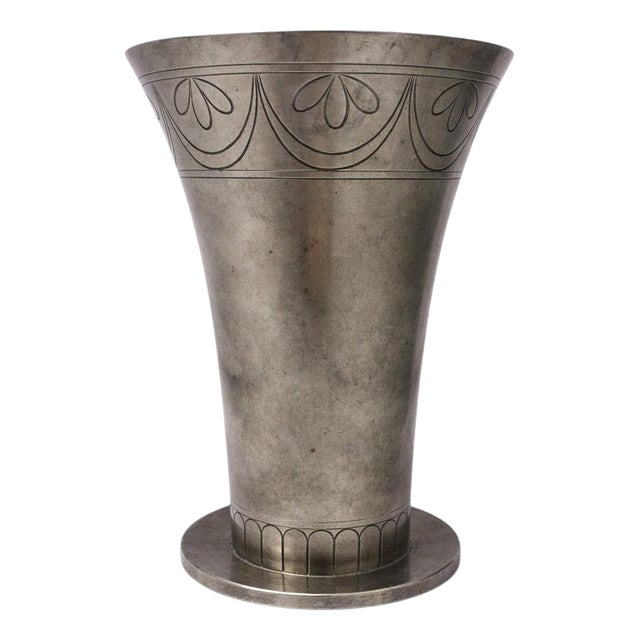 Swedish Art Deco Pewter Vase attributed to C.G. Hallberg, 1930s For Sale
