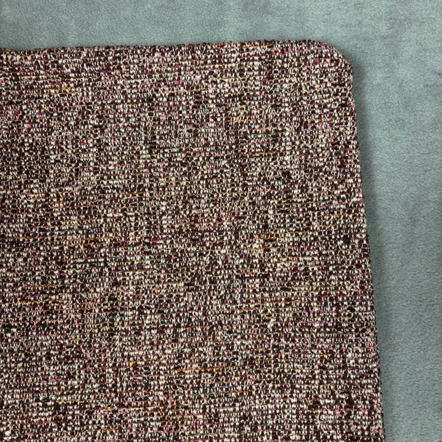 Handmade pillow cover crafted from high-quality designer fabric featuring a rich, multi-tonal weave in shades of burgundy,...