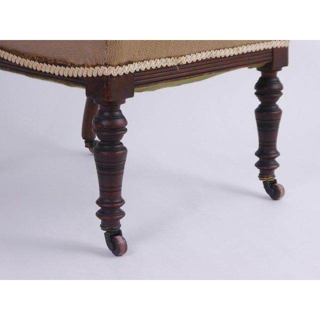 Antique English Needlepoint Chair with Wheels, 1890s For Sale - Image 3 of 8