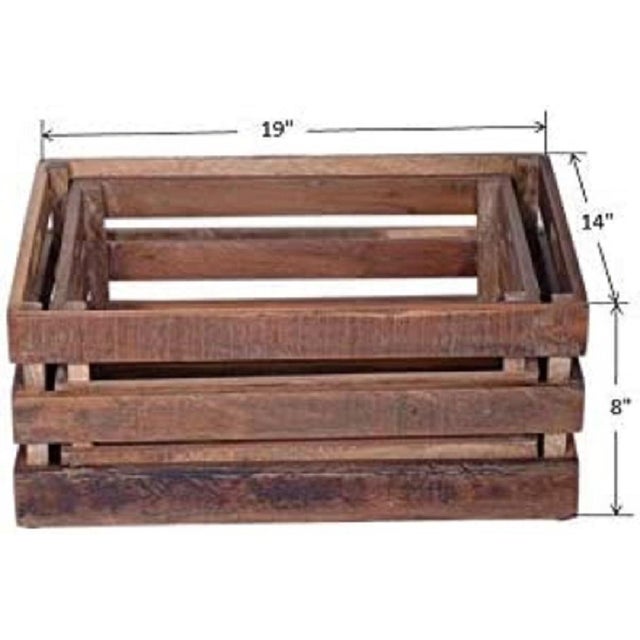 Contemporary Brown Wood Storage Boxes Set of 2 Chairish