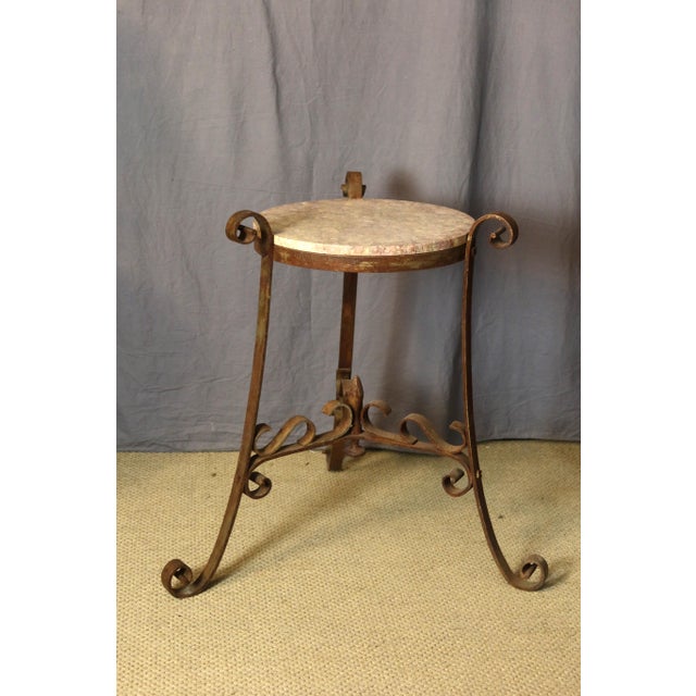 Iron Pedestal Table with Marble Shelf, 1890s For Sale - Image 10 of 10