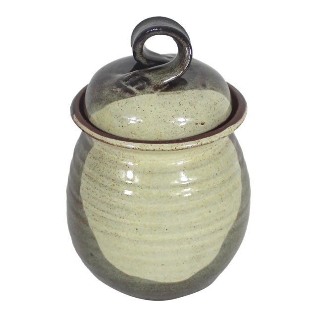 Vintage Studio Pottery Canister With Lid For Sale