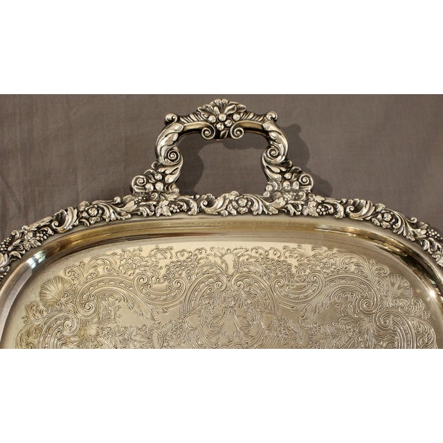 Early 20th Century Circa 1930s Silver Plated Tea Tray by International For Sale - Image 5 of 6