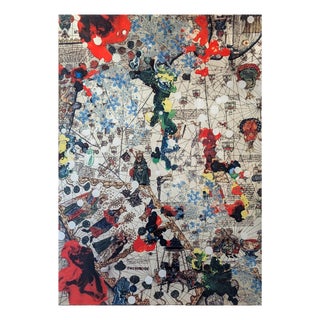 Michael Macedo Meazell "Untitled (Around the World)" Modern Medieval Map Inspired Work on Aluminum, 2012 For Sale