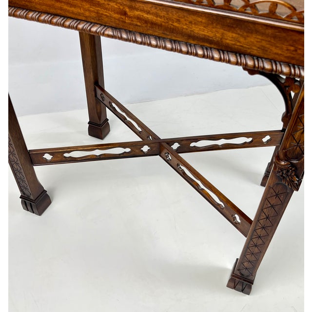 Henredon Historic Natchez Collection Chippendale Style Fretwork Silver Table / Tea Table For Sale - Image 9 of 14