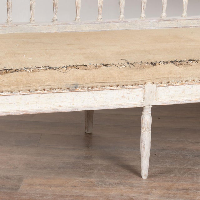 Early 19th Century Swedish Gustavian White Painted Long Bench For Sale - Image 9 of 15