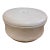 Vintage White Faux Alligator Round Ottoman With Chrome Plinth Base For Sale