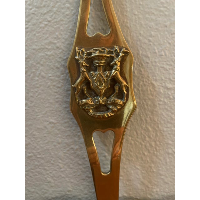 Victorian Mid 19th Century Victorian Brass Milk Skimmer With Duke of Devonshire’s Coat of Arms, Pieced Brass With Copper Rivets For Sale - Image 3 of 6