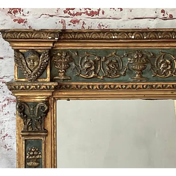 Italian Giltwood and Polychrome Neoclassical Mirror Tuscan Circa 1750 For Sale - Image 11 of 18
