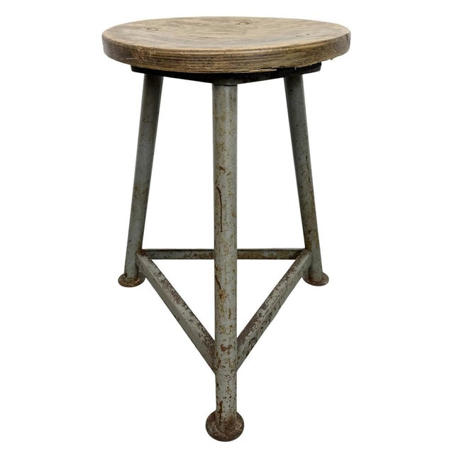 Industrial Grey Workshop Stool, 1960s For Sale - Image 18 of 18