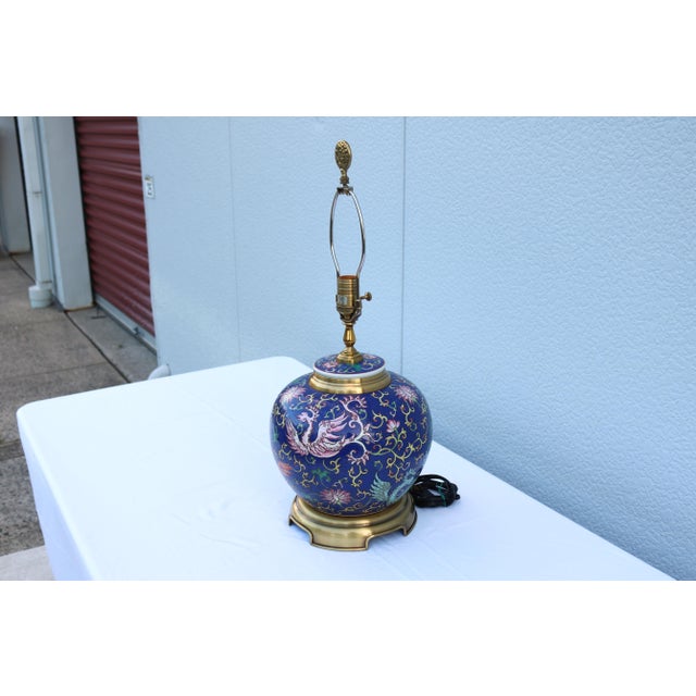 Blue Vintage Late 20th-Century Wildwood Chinoiserie Ginger Jar Porcelain Table Lamp For Sale - Image 8 of 17