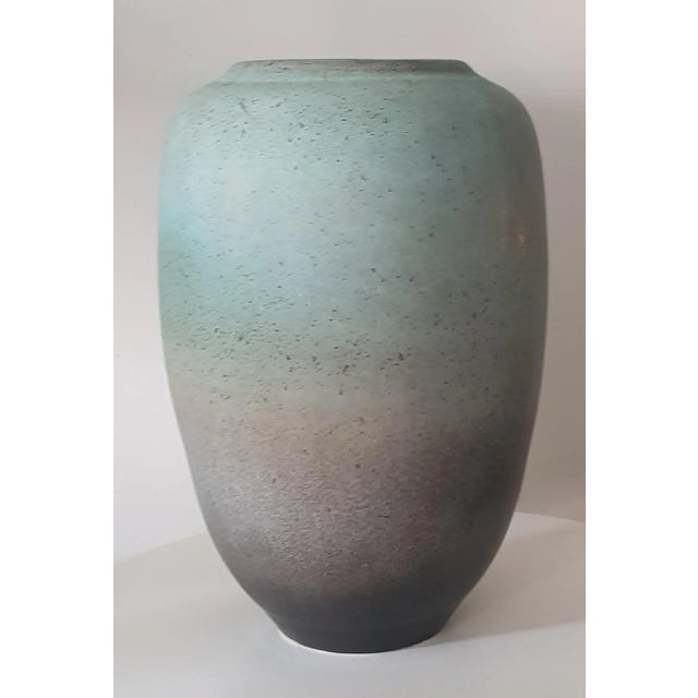 XXL Turquoise-Grey Coloured Floor Vase by Bontjes van Beek, 1940s For Sale - Image 6 of 6
