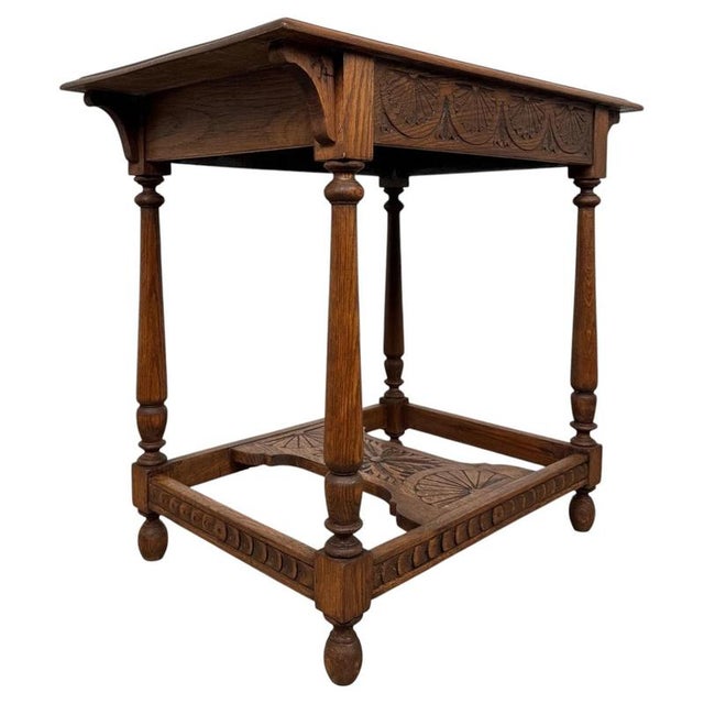19th Century English Carved Oak Side Table For Sale - Image 6 of 10