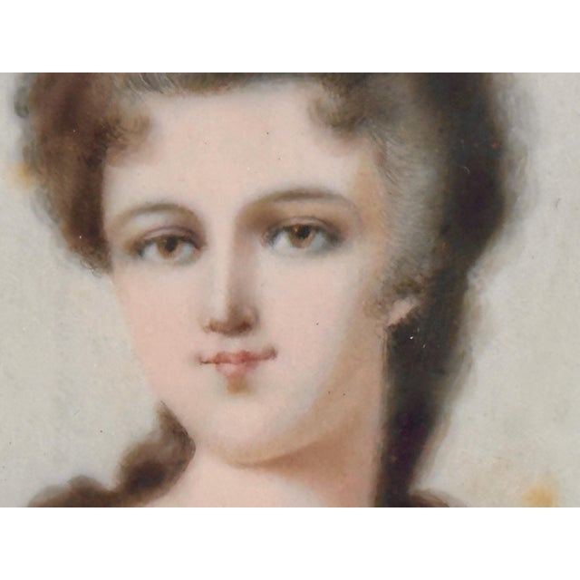 Victorian Antique Miniature Portrait Painting of Young Maiden signed Garnier For Sale - Image 3 of 9