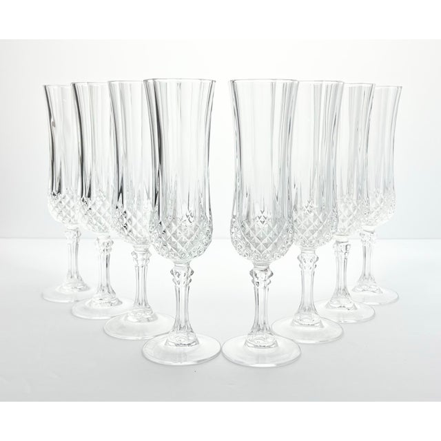 Cristal d’Arques “Longchamp” Set of 8 Crystal Fluted Champagne Glasses 8” 6oz Excellent condition. No chips, cracks, or...