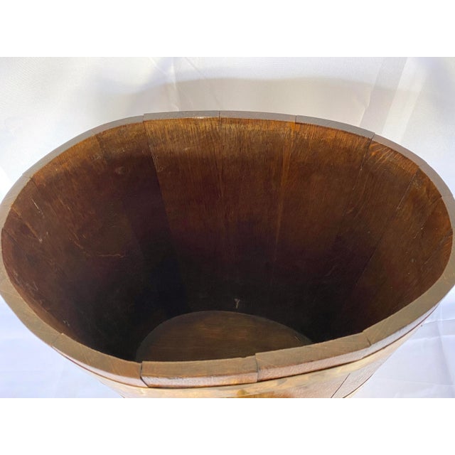 Brown Late 19th Century English Oak Barrel With Brass Bands Umbrella Stand For Sale - Image 8 of 11