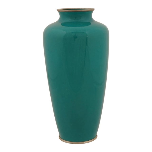 A Japanese cloisonne enamel vase by the Inaba Company of Kyoto. The vase features a vibrant teal green ground decorated...