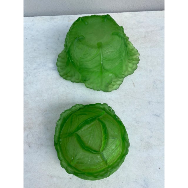French Green Glass Cabbage Box Circa 1970 For Sale In Austin - Image 6 of 7