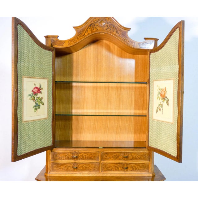 Brown Trumeau in Inlaid Walnut with Double Mirror Door For Sale - Image 8 of 13