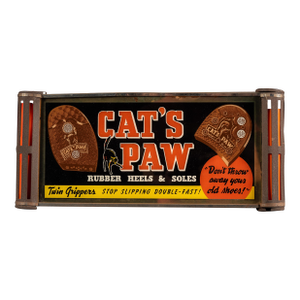 Vintage Cat's Paw Rubber Heels Illuminated Rog Advertising Sign