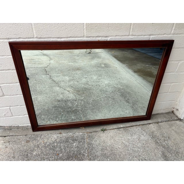 Mid 20th Century Vintage Traditional Mahogany Wall Mirror Featuring a Gold-Gilded, Beaded Inner Trim For Sale - Image 5 of 5
