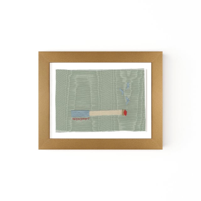Magda the Blue Cigarette by Willa Heart in Gold Frame, Mini Art Print For Sale