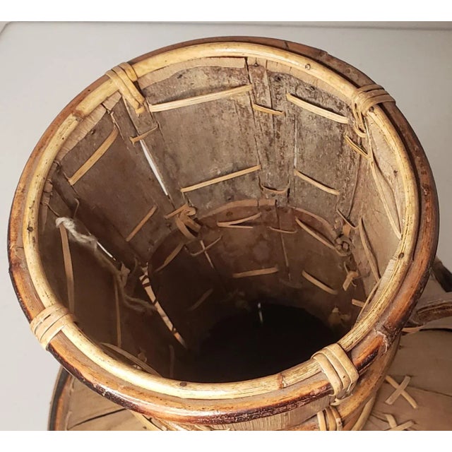 Mid 20th Century Vintage Large Woven Cane Rattan Pitcher For Sale - Image 5 of 12