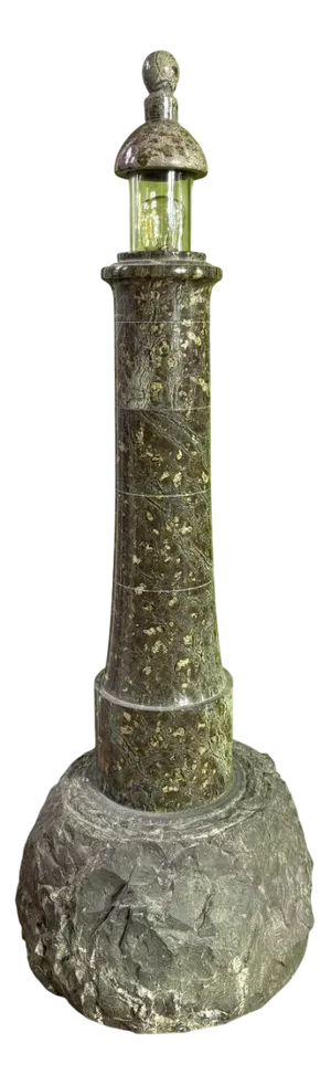 English Serpentine Stone Lighthouse Lamp 1930s by Unknown for Unknown, 1920s