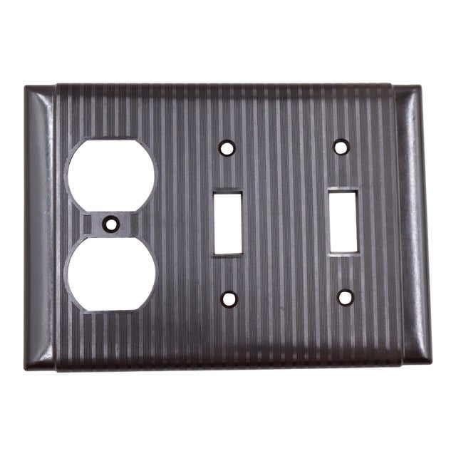 Vintage Bakelite Duplex Outlet Gang Light Switch Plate Cover For Sale