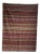 Large Indian White Rug with Red, Yellow and White Stripes and Geometric Friezes, Base, 1980s For Sale