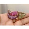Bochic "Orient" Vintage Emerald Ruby & Pink Sapphire Ring - 18K Gold & Silver For Sale - Image 16 of 18