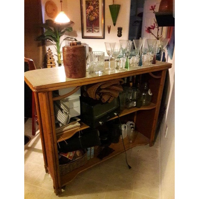 1950s Heywood-Wakefield MCM Hawaiian Mobile Cocktail Bar For Sale - Image 9 of 10