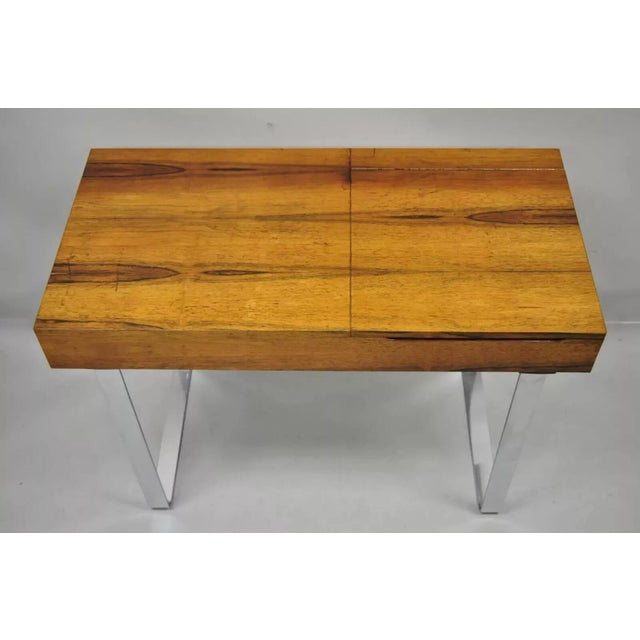 Mid Century Danish Modern Echtes Kristall Spiegelglas Rosewood Vanity Table For Sale - Image 11 of 12