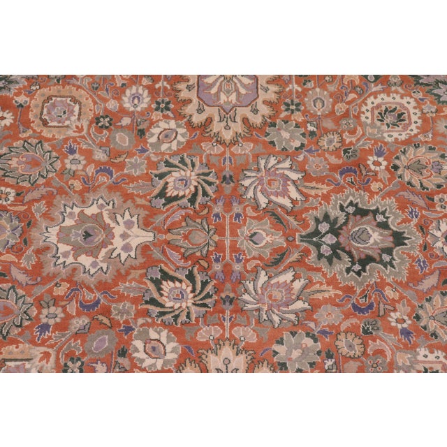 Shabby Chic 1990's Pak-Persian Rust/Beige Wool Rug - 8'10'' X 12'1'' For Sale - Image 4 of 9