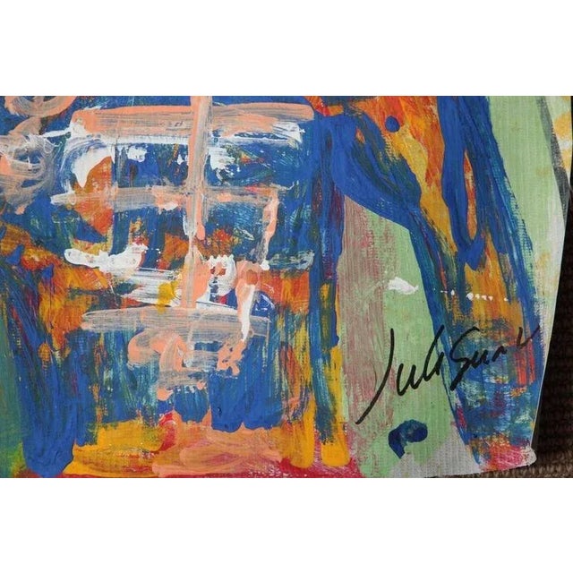 1999 "Spring Stroll" Neo Expressionist Folk Art Painting on Mixed Media by Julie Hermoso For Sale - Image 9 of 10