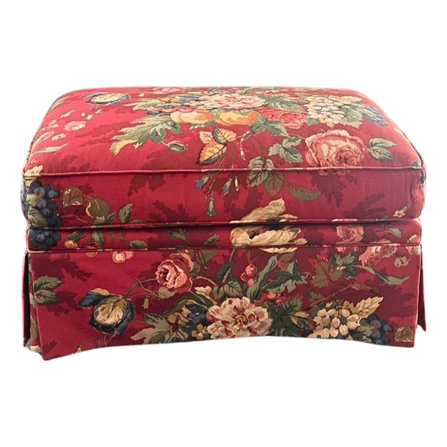 Red Chintz Ottoman For Sale