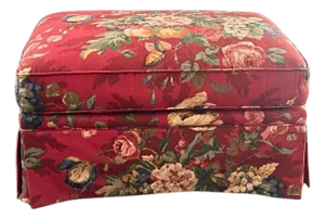 Red Chintz Ottoman