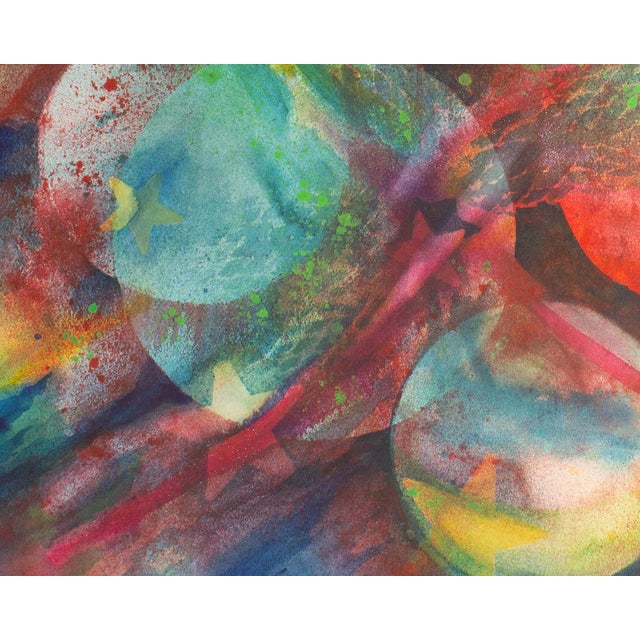 Blue “Flight Continued” Abstract Watercolor Painting by Norma Jean Bruckner For Sale - Image 8 of 8