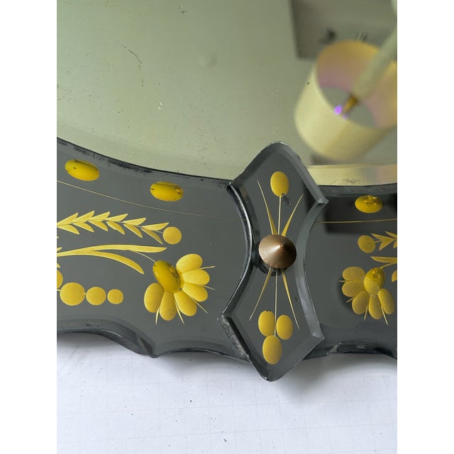 Pair of Mid-Century Italian Venetian Black Glass and Gilt Floral Mirrors, 1960s For Sale - Image 9 of 18