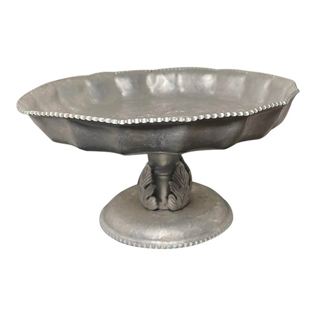 Vintage Continental Trade Mark Hand Wrought Aluminum Compote Tray 607 For Sale