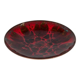Copper Red Enameled Plate by Win Ng For Sale