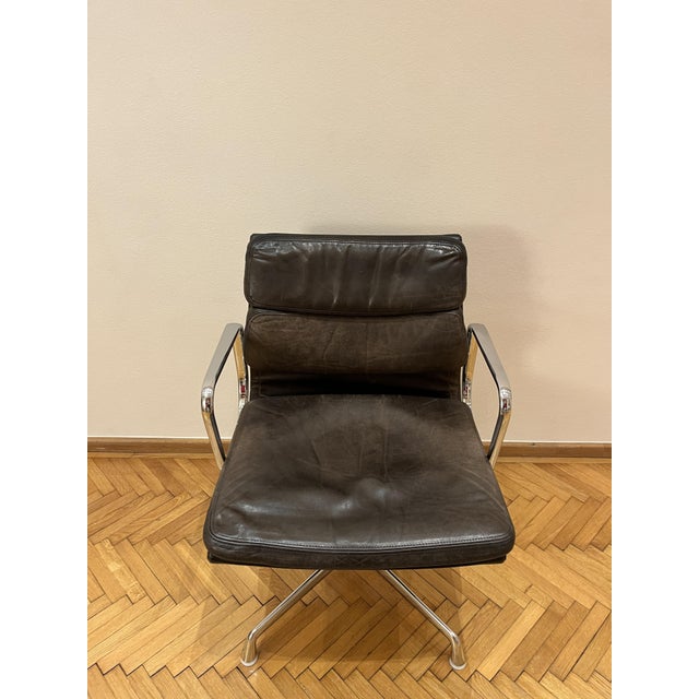 Animal Skin EA 207 Soft Pad Chair by Vitra in Dark Brown Leather, 1990s For Sale - Image 7 of 16
