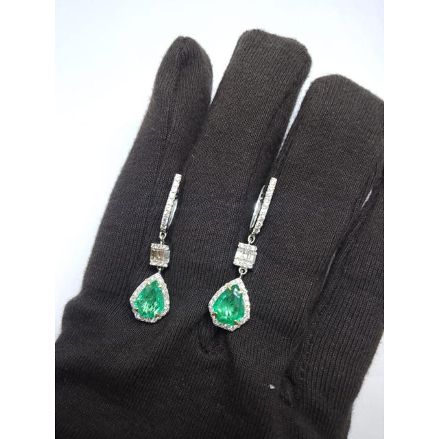 Green Natural 18k Gold Diamond & Color Stone Stud Earrings, New Design For Sale - Image 8 of 8