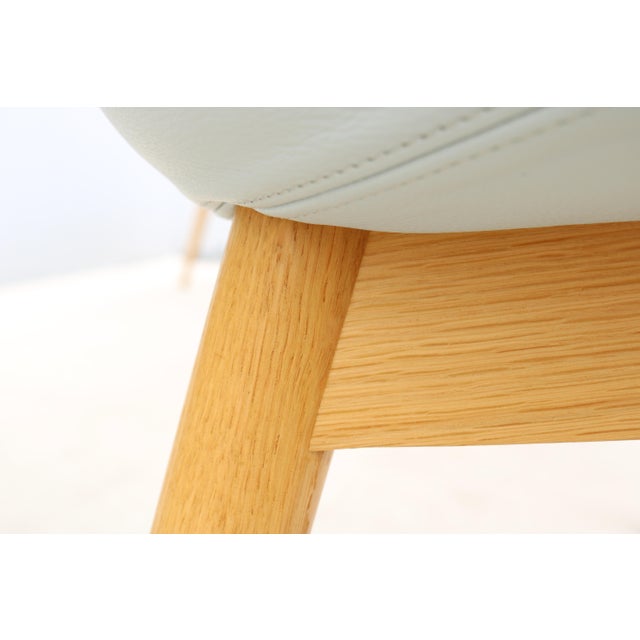 Danish Iskos-Berlin for Muuto Blue Leather Fiber Side Chairs Wood Base, Set of 6 For Sale - Image 16 of 18