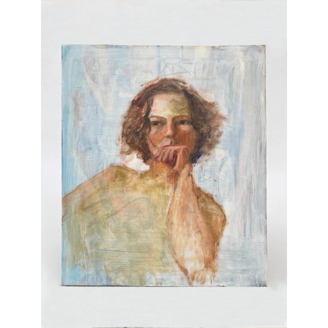 Contemporary Impressionist Original Oil Painting, Portrait by Adeline Hoagland, Unsigned For Sale - Image 3 of 3