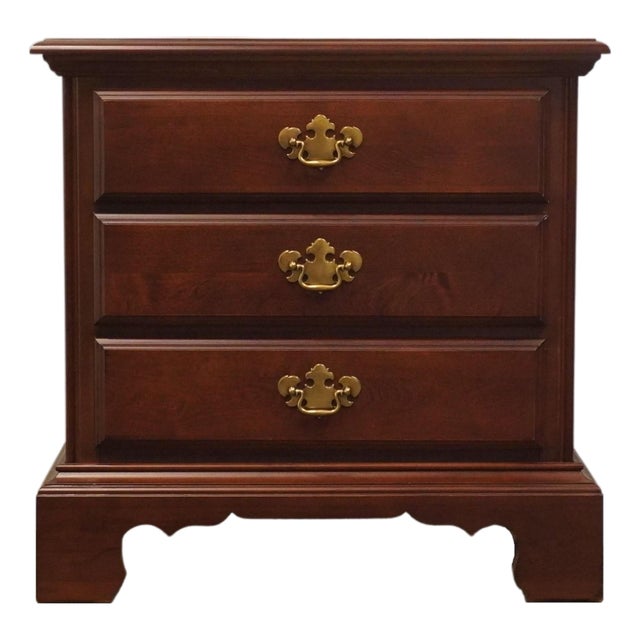 American Drew Cherry Contemporary Traditional Style 26" Three Drawer Nightstand 761-413 For Sale