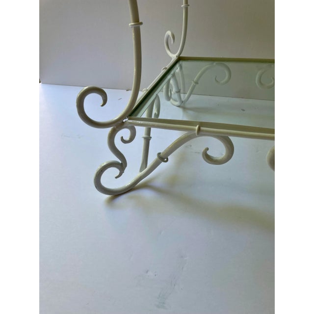 White Italian Scrolled Pagoda Top Wrought Iron Etagere For Sale - Image 8 of 12