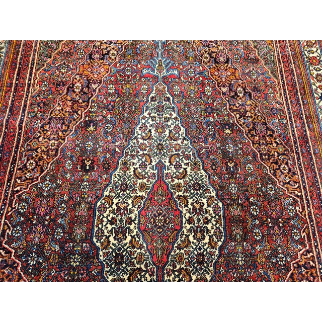 Vintage Persian Bibikabad Rug, Hand-Knotted Wool, Geometric Pattern, Rust Red & Blue, 9x13 For Sale - Image 11 of 18
