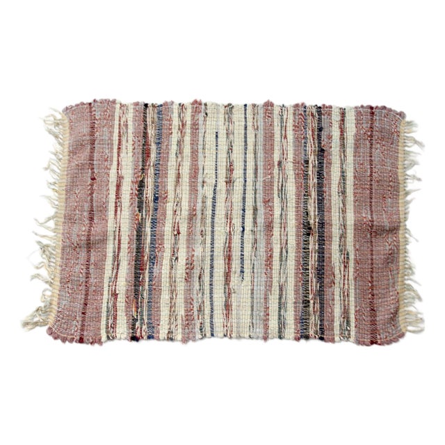 Vintage American Handmade Rag Rug For Sale